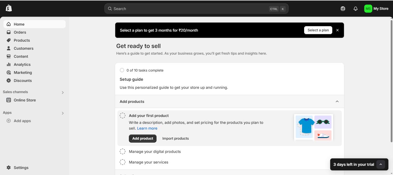 Shopipy dashboard display